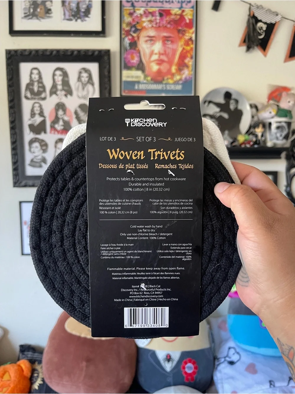 Black Cat Woven Trivet - Black